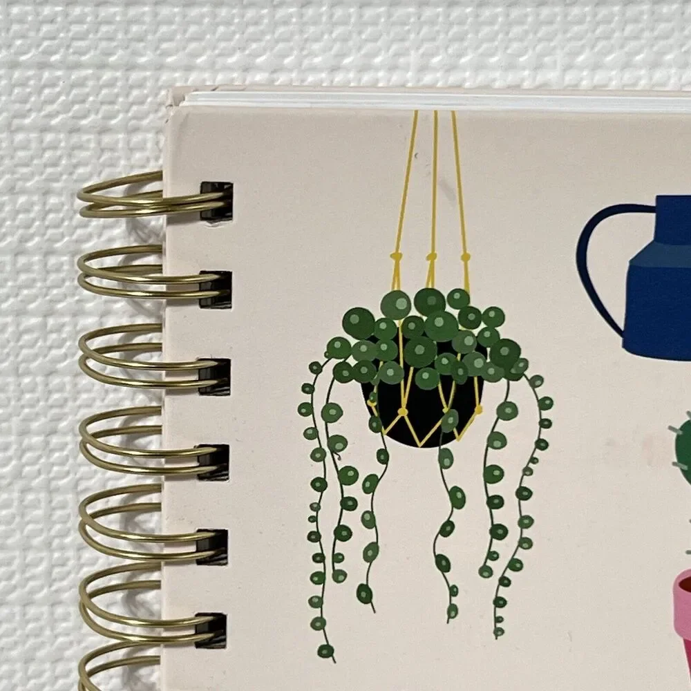 HOME is Where My PLANTS Are Hardcover Spiral Notebook Journal Pink Gold Lined